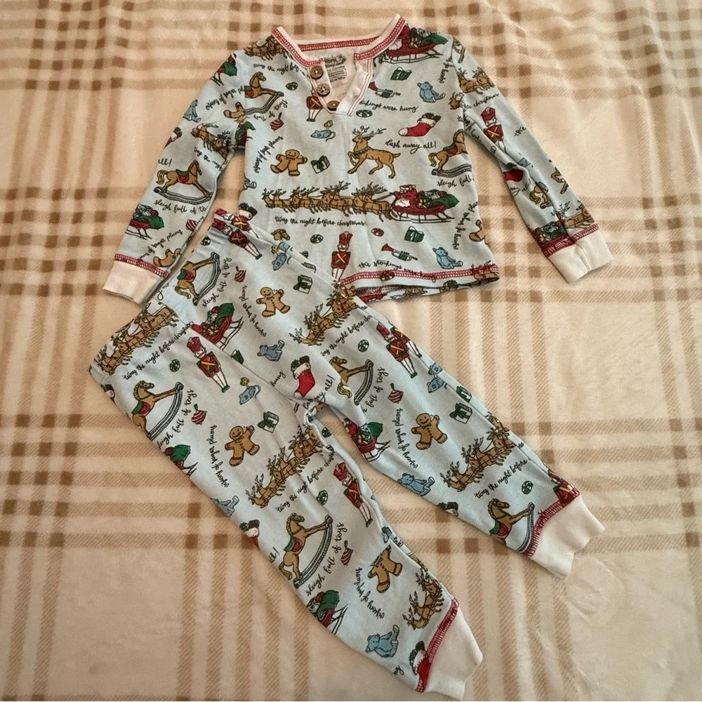 Mud Pie Baby Christmas Pajamas Set Twas The Night Before Christmas Blue 9-12M